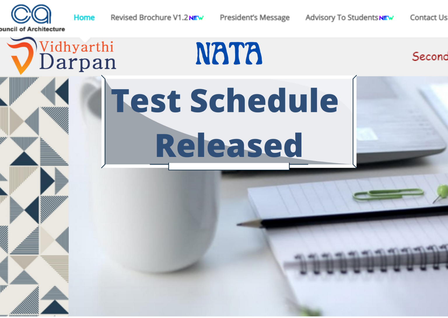 NATA test schedule released Vidhyarthi Darpan